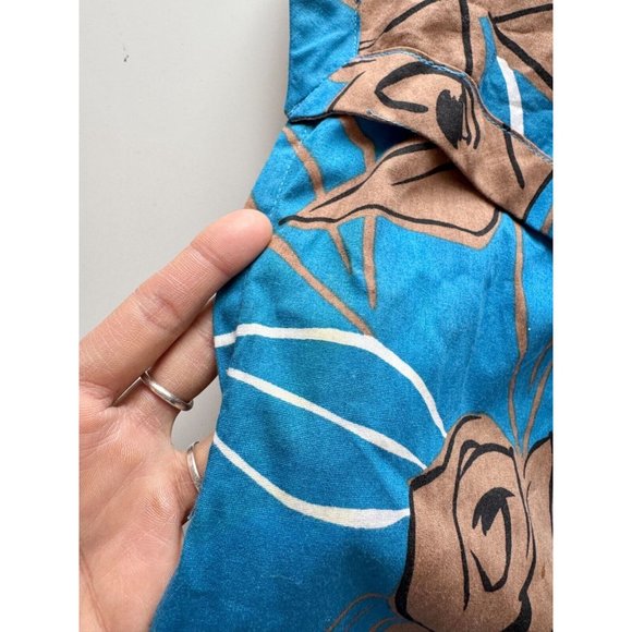 Vintage 90s LADY RUSTAN Blue Floral Polycotton Shirt Full Skirt Set, Size 12 - Picture 7 of 13